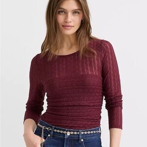 LOFT Burgundy Textured Top